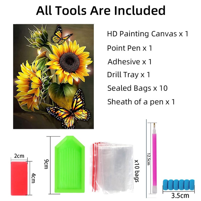 DKHDBD Diamond Painting Kits for Adults  12x16 Inch DIY Paint by Numbers for Adults Beginner  DIY Full Drill Diamond Dots Paintings Picture Arts Craft for Home Wall Art Decor (Yellow Butterfly) - Image 4